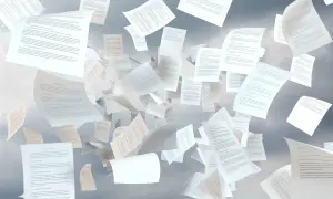 Viele Dokumente fliegen im Himmel. Seit wann gibt es CoC-Papiere? Die Frage bleibt offen, während die Blätter tanzen.