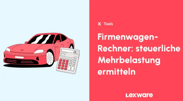 Roter Firmenwagen neben einem Taschenrechner. Mit dem Firmenwagen-Rechner lässt sich der bruttolistenpreis ermitteln und die steuerliche Mehrbelastung berechnen.