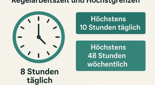 Regelarbeitszeit: 8 Std. täglich, max. 10 Std. täglich, max. 48 Std. wöchentlich. Wann ist Fahrzeit Arbeitszeit?
