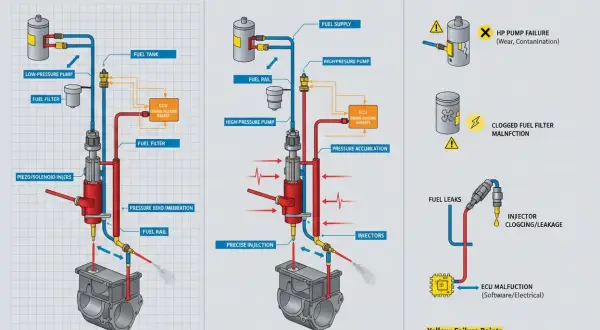 Diagramm erklärt die dci bedeutung im Kraftstoffsystem: Aufbau, Funktion und häufige Fehlerquellen wie Pumpenversagen oder verstopfte Filter.