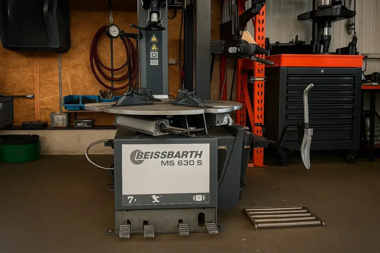 Reifenmontagemaschine von Beissbarth MS 630 S, bereit f&uuml;r die Vulkanisation von Reifen.
