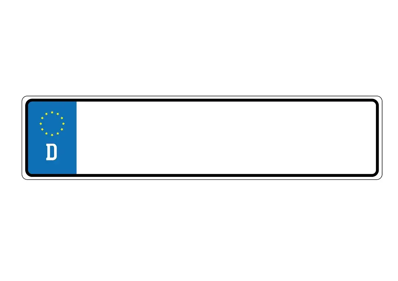 Leeres deutsches Kennzeichen mit EU-Sternen und 